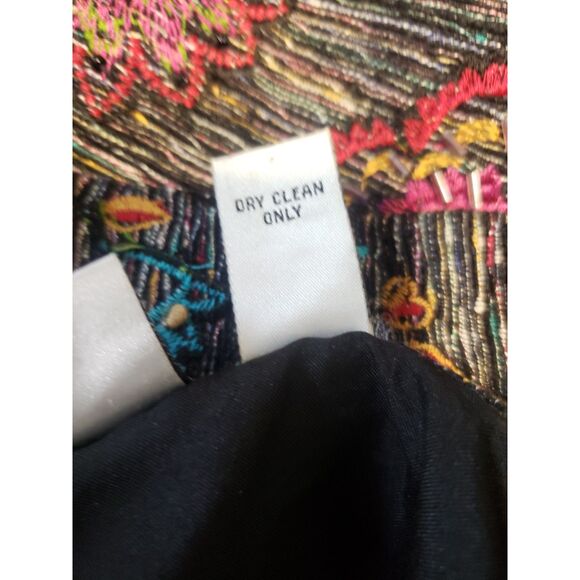 Chicos Design Multicolor Floral Silk Blend Embroidered Beaded Jacket Size 3 - Picture 4 of 7